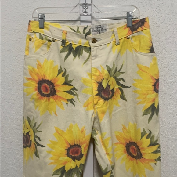 Vintage Lorraine Wardy Sunflower Print High Rise Jeans - Picture 2 of 9